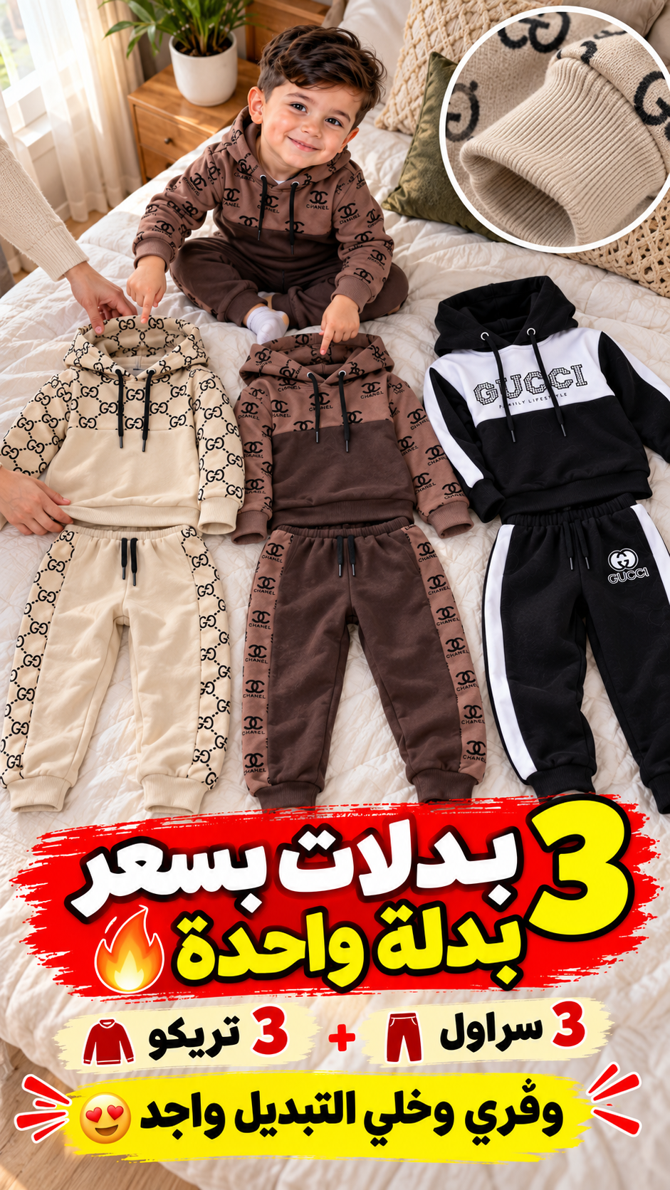 مجموعة 3 بدلات 2 قوشي + 1 جاكار
