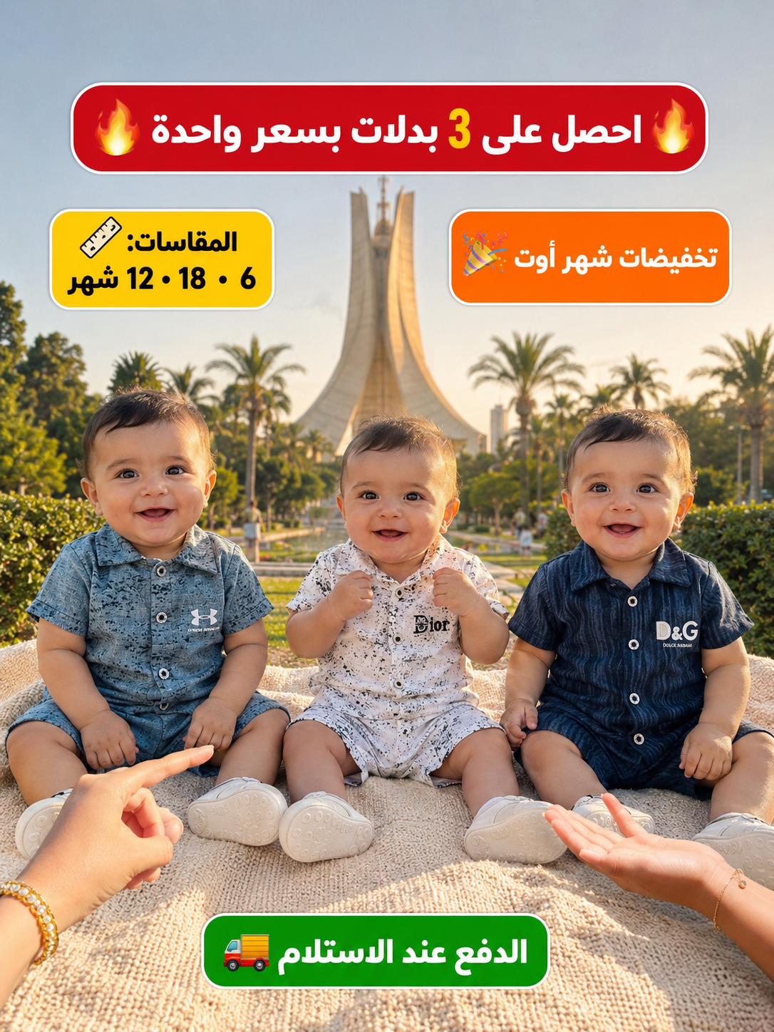 مجموعة 3 بدلات صيفية قطنية