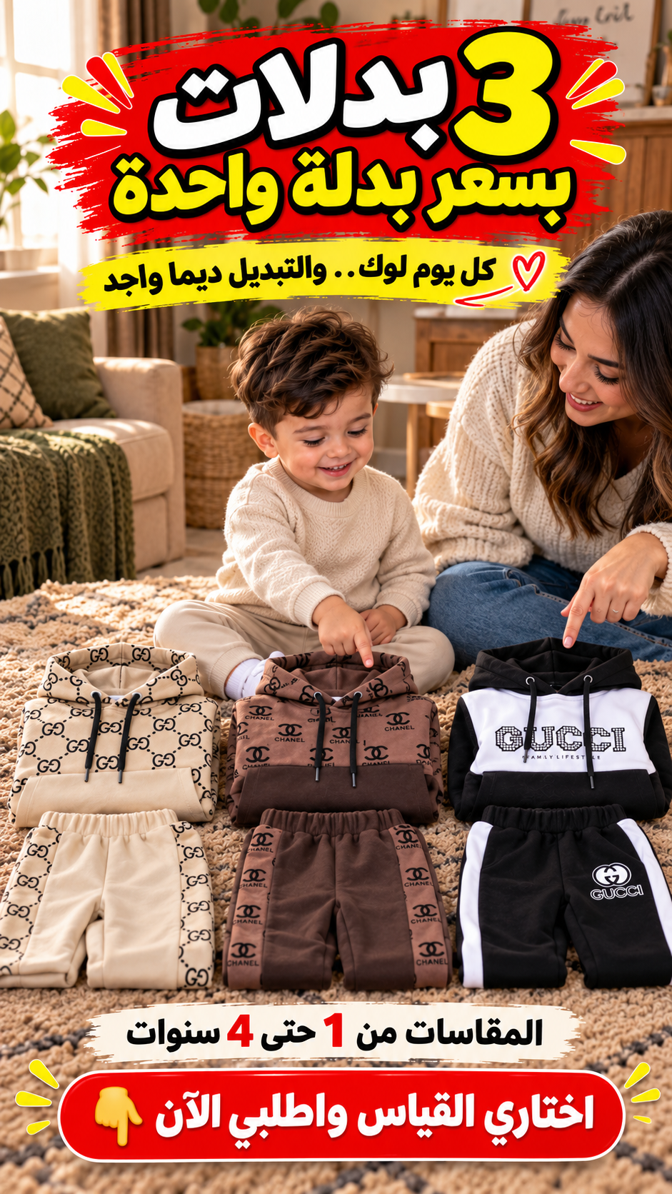 مجموعة 3 بدلات 2 قوشي + 1 جاكار
