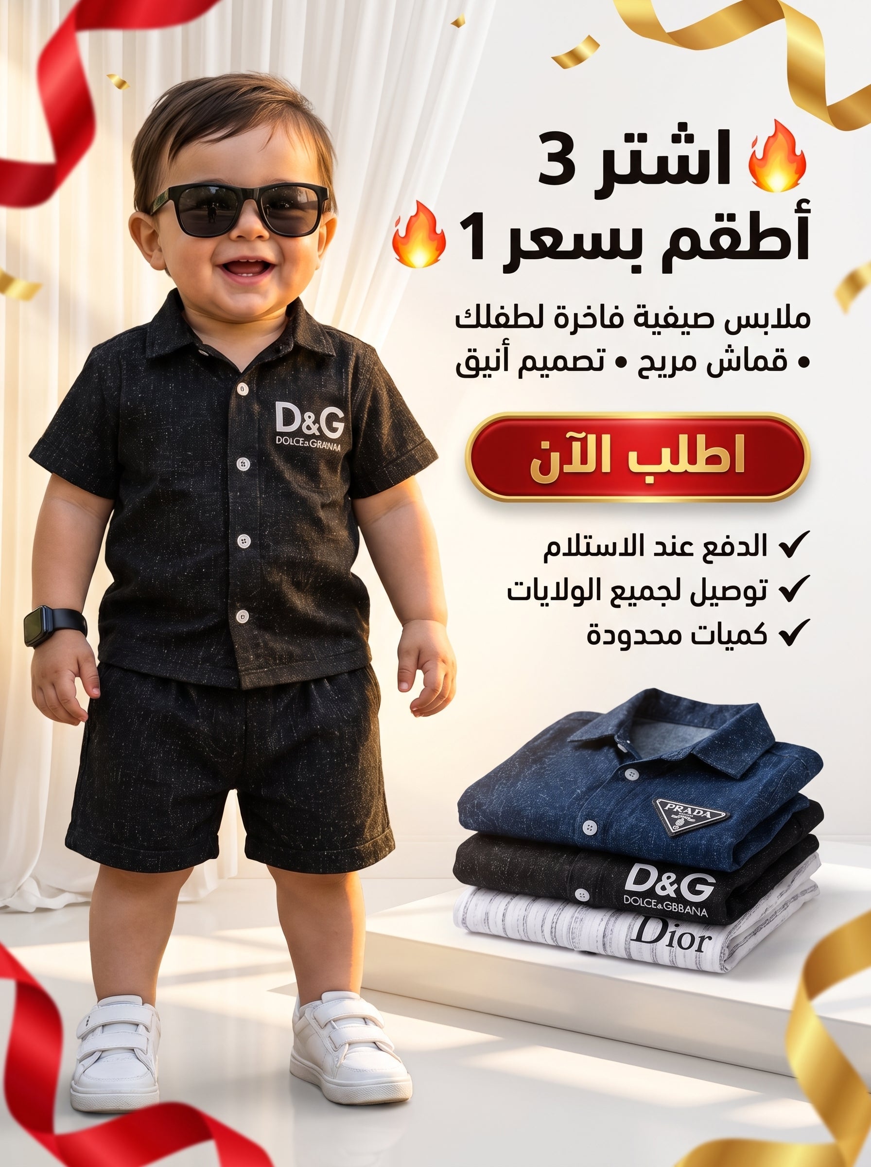 مجموعة 3 بدلات صيفية قطنية